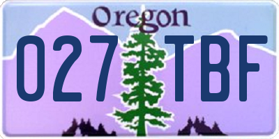 OR license plate 027TBF