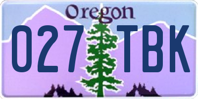 OR license plate 027TBK