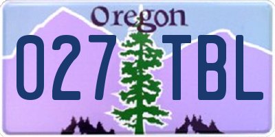 OR license plate 027TBL