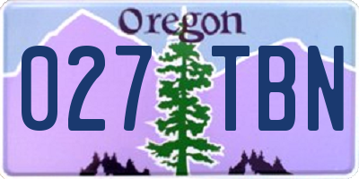 OR license plate 027TBN
