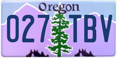OR license plate 027TBV