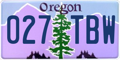 OR license plate 027TBW