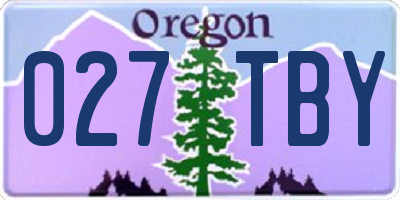 OR license plate 027TBY