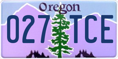 OR license plate 027TCE