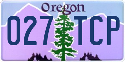 OR license plate 027TCP