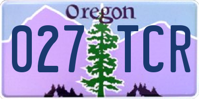 OR license plate 027TCR