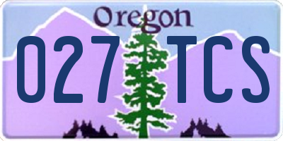 OR license plate 027TCS