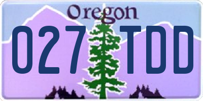 OR license plate 027TDD