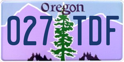 OR license plate 027TDF