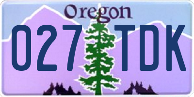 OR license plate 027TDK
