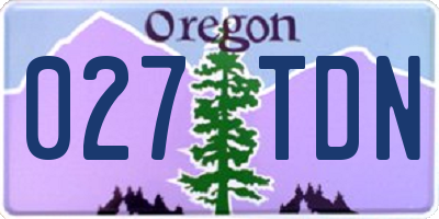 OR license plate 027TDN