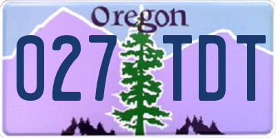OR license plate 027TDT