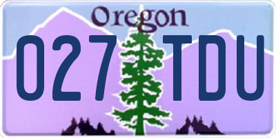 OR license plate 027TDU