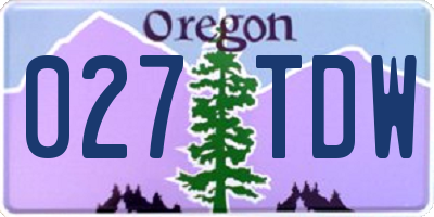 OR license plate 027TDW