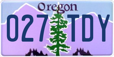 OR license plate 027TDY