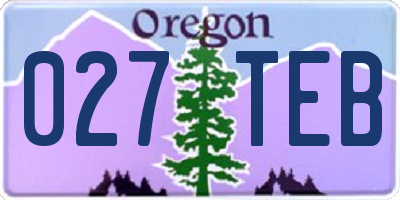 OR license plate 027TEB