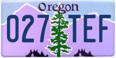 OR license plate 027TEF