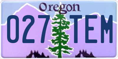 OR license plate 027TEM