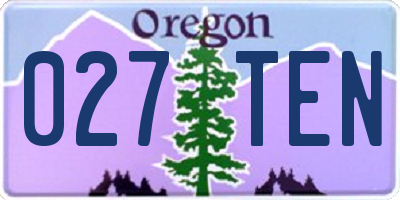 OR license plate 027TEN