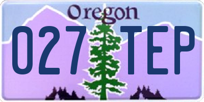 OR license plate 027TEP