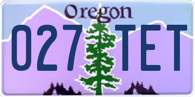 OR license plate 027TET