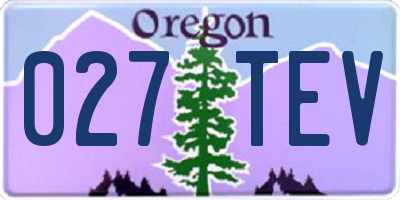 OR license plate 027TEV