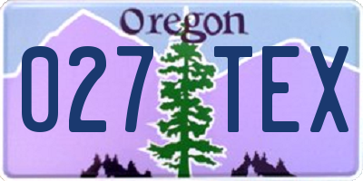 OR license plate 027TEX