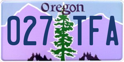 OR license plate 027TFA