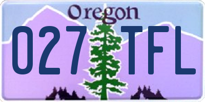 OR license plate 027TFL