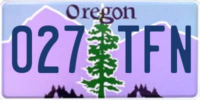 OR license plate 027TFN