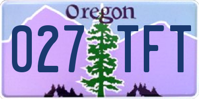 OR license plate 027TFT