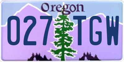 OR license plate 027TGW