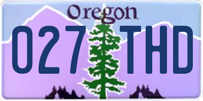 OR license plate 027THD