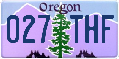OR license plate 027THF