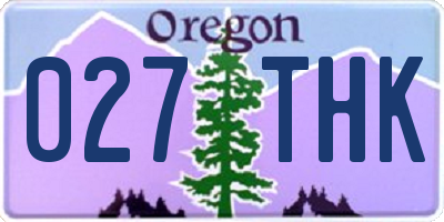 OR license plate 027THK