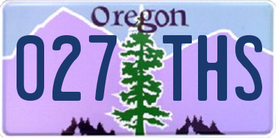 OR license plate 027THS