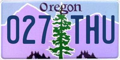 OR license plate 027THU