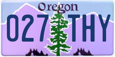 OR license plate 027THY