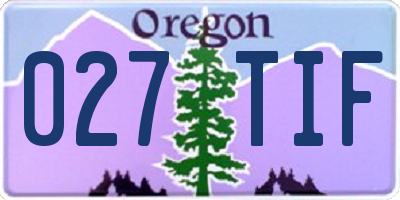 OR license plate 027TIF