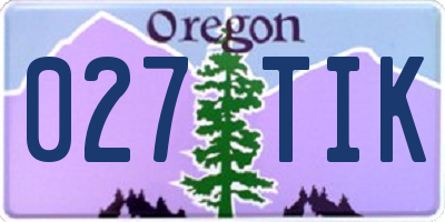 OR license plate 027TIK