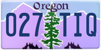 OR license plate 027TIQ