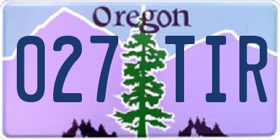 OR license plate 027TIR