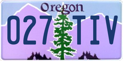OR license plate 027TIV