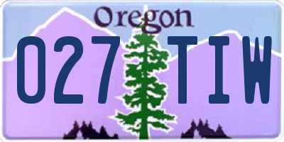 OR license plate 027TIW