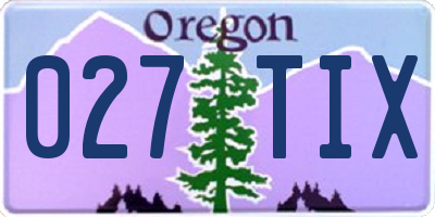 OR license plate 027TIX