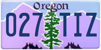 OR license plate 027TIZ