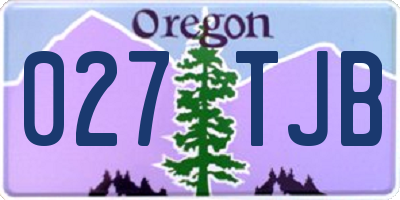 OR license plate 027TJB
