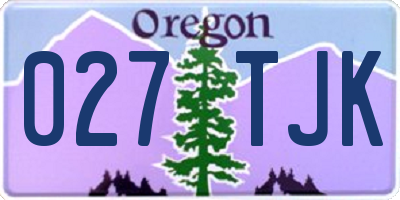 OR license plate 027TJK