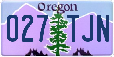 OR license plate 027TJN