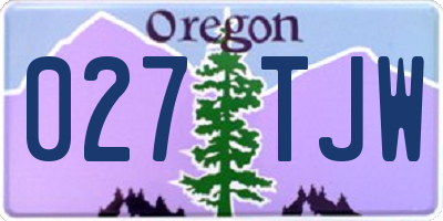 OR license plate 027TJW